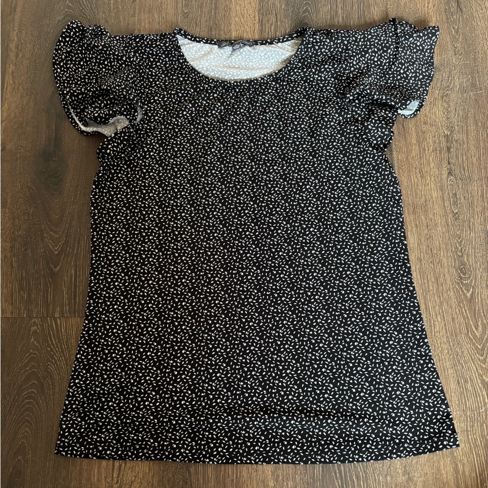 Adrianna Papell Black and White Patterned Blouse